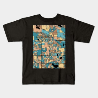 Fort Collins Map Pattern in Mid Century Pastel Kids T-Shirt
